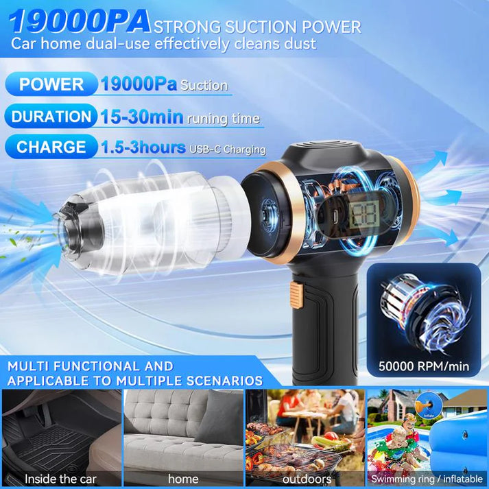 3 in 1 Portable Vacuum Cleaner Duster Blower Air Pump Wireless